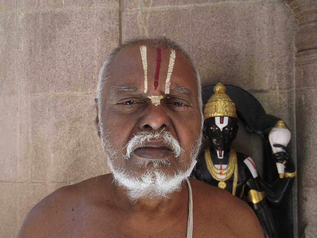 Priest of Vishnu temple wearing the Vaishnavite namam.