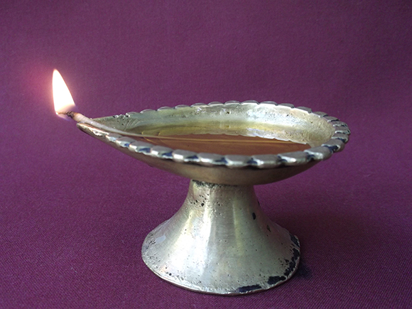 Traditional Oil Lamp Lit