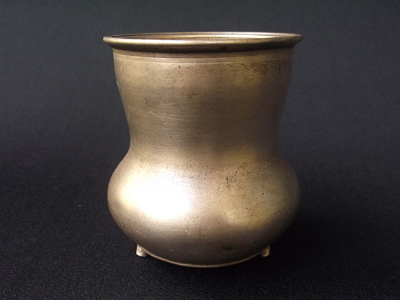 Antique Brass Drinking Pot. Size: Height 3.2”, Width at Bottom 2.5” Diameter, Width at the Belly 3.4” Diameter and Width at the Mouth 3.0” Diameter.
