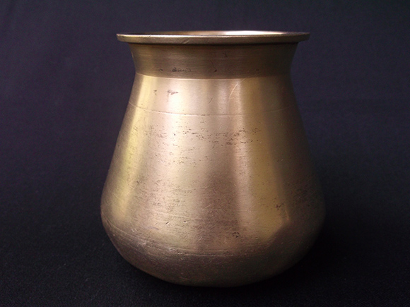 Antique Brass Drinking Pot. Size: Height 4.3”, Width at Bottom 3-0” Diameter, Width at the Belly 4.5” Diameter and Width at the Mouth 3.2” Diameter.