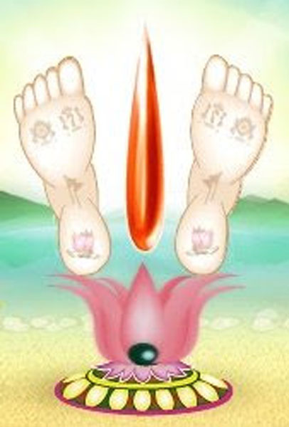 Thiruman (namam) painted by Vaishnavites on their forehead represents Vishnu padam (The lotus feet of Lord Vishnu) 