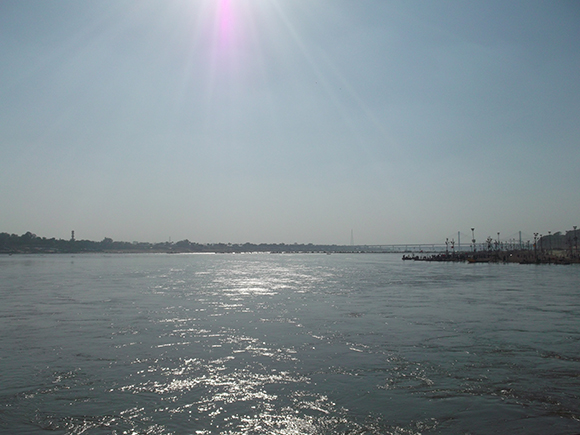 The most pious waters of Sangam - the meeting place of Ganga and Yamuna.