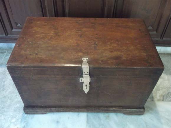Vintage Burma Teak Wood Trunk Box-top view