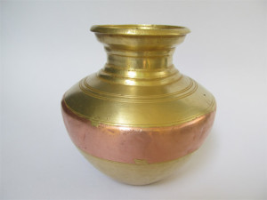 Ganga Jamuna antique copper lota. The water stored in it gets the benefit of both copper and brass
