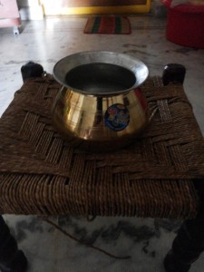 The vessel coated inside with tin layer, I use to cook Sambar and Andhra pulusu