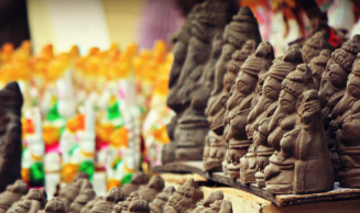 Clay Ganesh Idols in the market. Photo credit:Arvind Ramachander