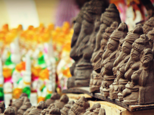 Clay Ganesh Idols in the market. Photo credit:Arvind Ramachander