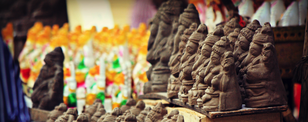 Clay Ganesh Idols in the market. Photo credit:Arvind Ramachander